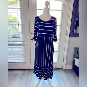 Hailey & Co Navy Blue and white striped Dress Size Medium